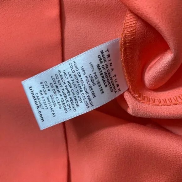 TRINA TURK Coral Orange 1/2 Button Belted Fringe Shift Dress Sleeveless - Picture 9 of 9